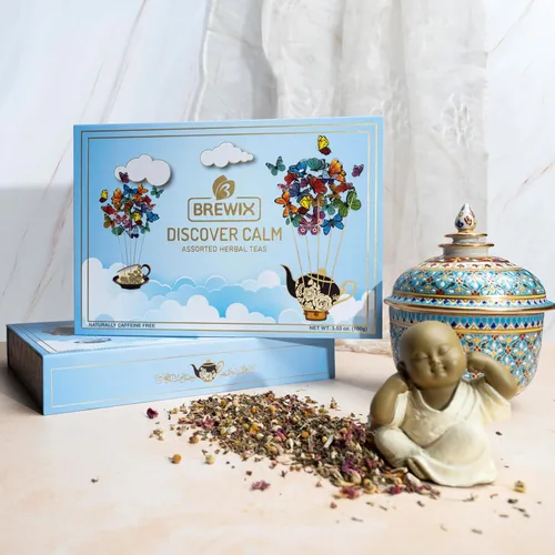 Miniatura 6 de BREWIX, Descubre Calma Caja de Regalo de Té de Hierbas Premium para Navidad (100g/50+ Tazas) Juego de Regalo de Té para Amantes del Té 6 Tés