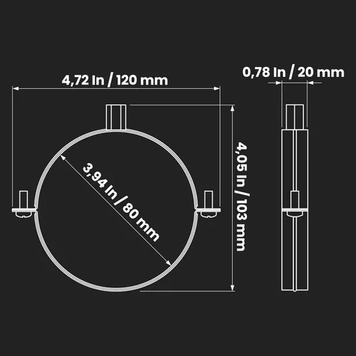 Miniatura 2 de Colgador de tubo galvanizado de 3 pulgadas con goma - Abrazadera de montaje de conducto - Soportes de tubo de PVC - Abrazaderas de tubo de metal