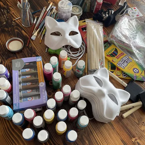 Miniatura 4 de Máscaras de gato Paquete de 10 Pintura de máscaras para niños Artes y manualidades para niños - niños o niñas - Halloween Recuerdo de fiesta