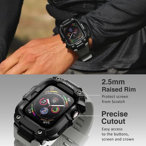Miniatura 14 de ULTIMAL - Correa resistente con estuche para Apple Watch de 44 mm, correa protectora a prueba de golpes de grado militar para hombres, correa