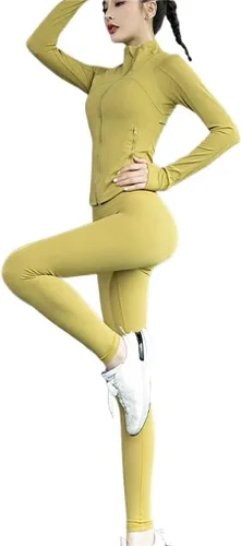 FZZDP - Ropa de yoga de manga larga para mujer, para otoño e invierno, para correr, deportes y fitness (color D, talla M)