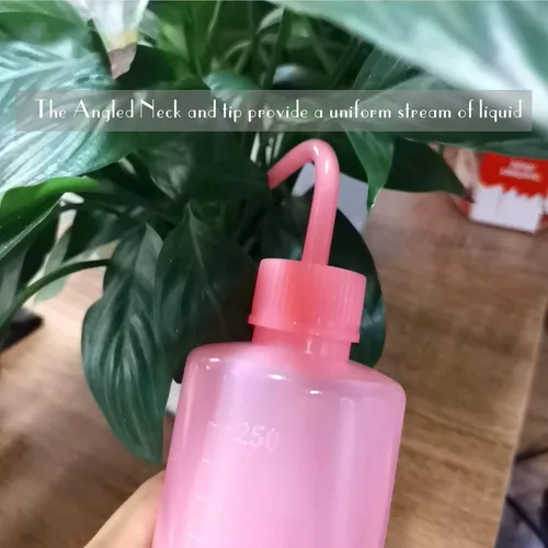 Miniatura 4 de Valchoose Botella profesional de lavado de tatuajes de 8.5 onzas (rosa), botella de boca estrecha para riego de laboratorio médico, rociador, lata