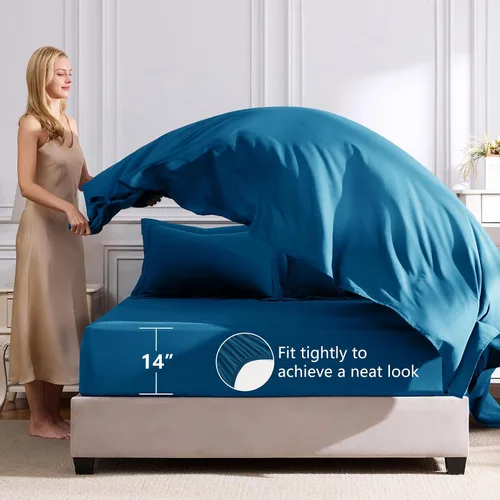 Miniatura 5 de CozyLux Juego de ropa de cama con edredón tamaño King color teja - 7 piezas, juego de cama en una bolsa, juego de ropa de cama de lujo suave