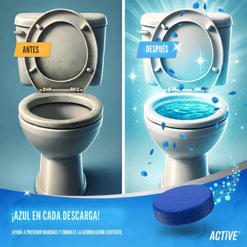 Miniatura 3 de ACTIVE Tabletas Limpiadoras Automáticas para Tazón de Inodoro de Gel Azul Limpiadores de Tanque de Inodoro, Removedor de Manchas de Anillo de Agua