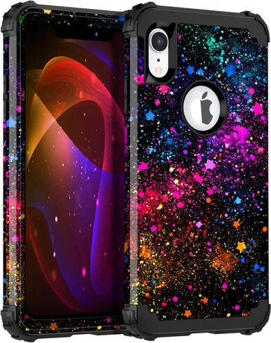 Miniatura 23 de Miqala Funda compatible con iPhone 14 Plus, que brilla en la oscuridad, tres capas, resistente, a prueba de golpes, de plástico duro, funda Amaranto