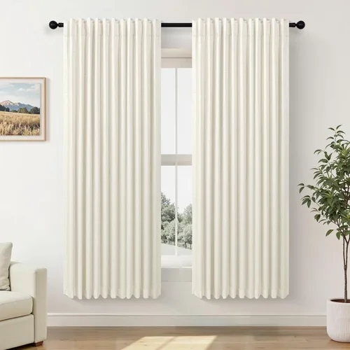 Miniatura 62 de Pitalk Cortinas cortas 100% opacas de lino para cafetería, 40 pulgadas de largo, 2 paneles, cortinas de puerta francesa para ventana, cortina