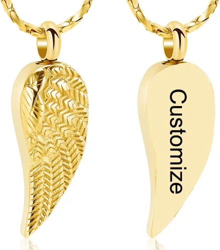 Miniatura 8 de Imrsanl Collar de urna de cremación de ala de ángel para cenizas para mujeres y hombres, colgante de urna de acero inoxidable, soporte para cenizas