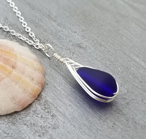 Miniatura 27 de Yinahawaii Collar de cristal de mar hecho a mano, joyería hawaiana para mujer, collar de lágrima trenzada, joyería única de cristal de mar