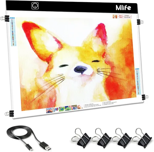 Miniatura 8 de Mlife Almohadilla de Luz Grande A1 Mejorada para Pintura de Arte de Diamante, Caja de Luz de Dibujo y Copia con Atenuación Continua para Calcar