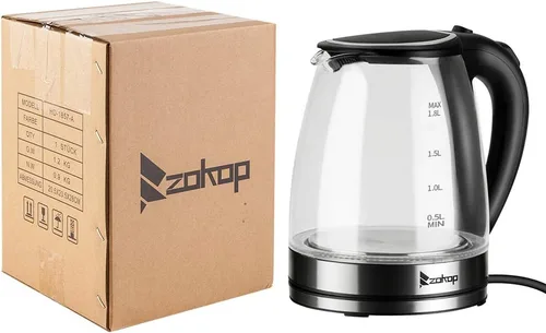 Miniatura 6 de Ochine Hervidor eléctrico de acero inoxidable, hervidor de café, calentador de agua caliente inalámbrico, 1500 W, hervir rápido con luz LED, apagado