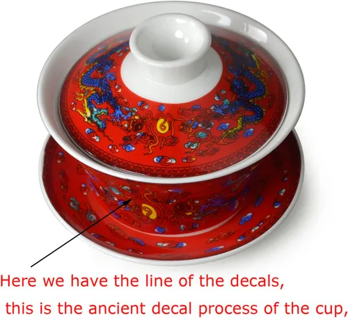 Miniatura 3 de Gaiwan - Juego de tazas de té chinas de dargon sancai de 7 onzas para té Gongfu (rojo)