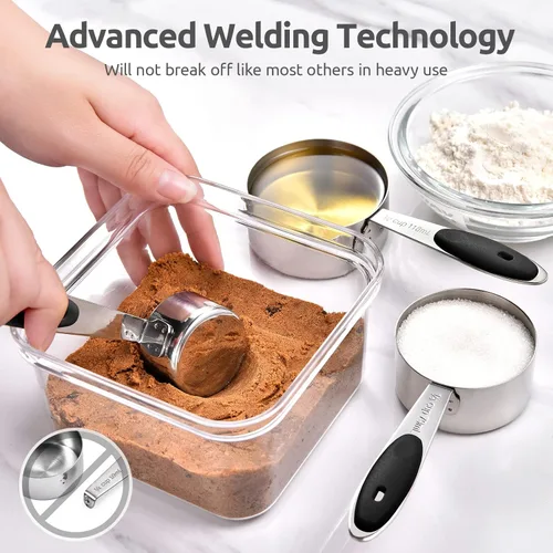 Miniatura 4 de U-Taste - Juego de tazas y cucharas medidoras: U-Taste 18/8 de acero inoxidable 18/8, 12 piezas apilables de metal, juego de medidas para cocina