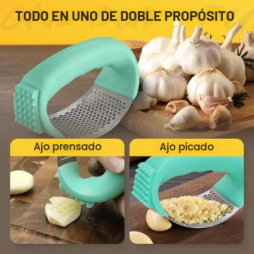 Miniatura 3 de Mecedora de prensa de ajo mejorada 2026, prensa de ajo de acero inoxidable, trituradora de ajo con pelador y cepillo de limpieza, picadora de ajo