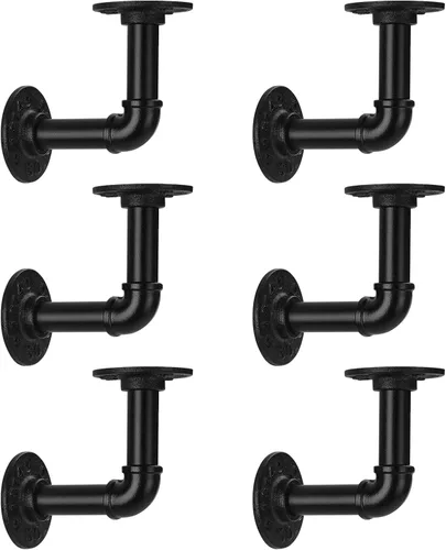 Miniatura 6 de Soporte de estante de tubo de 1/2 pulgada, soporte de estante flotante montado en la pared, soporte de metal colgante de pared punk de vapor