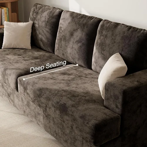 Miniatura 5 de Camillas marrones de 89 pulgadas para sala de estar, sofá de 3 plazas con asiento profundo, sofá biplaza de gran tamaño para apartamentos y espacios