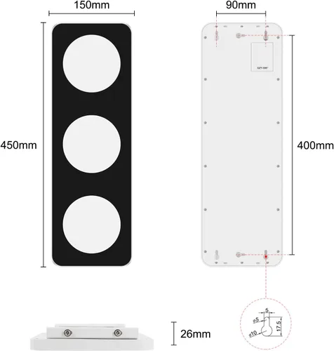 Miniatura 4 de BBMI Semáforo de control remoto, lámpara de pared LED roja amarilla verde, lámpara de tráfico de estilo de aluminio, DC9-12V (con enchufe).