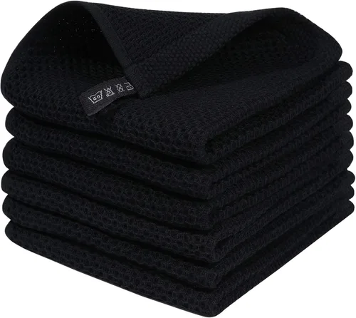 Miniatura 69 de Homaxy Paños de cocina de 100% algodón con tejido de gofre, ultra suaves, absorbentes, de secado rápido, 12 x 12 pulgadas, paquete de 6, amarillo