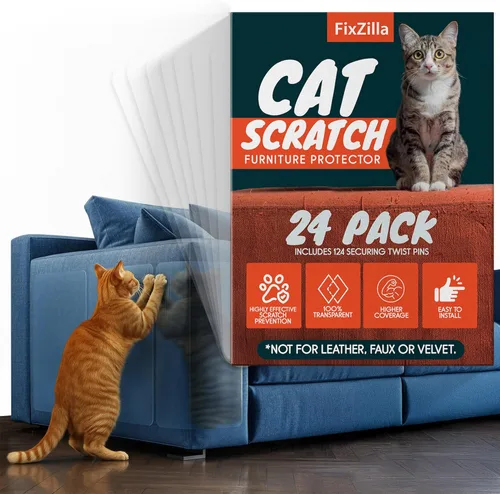 Miniatura 12 de Protector Anti Arañazos para Muebles de FixZilla, Juego de 8 Protectores para Sofá contra las Garras de los Gatos – Detergente Anti Arañazos