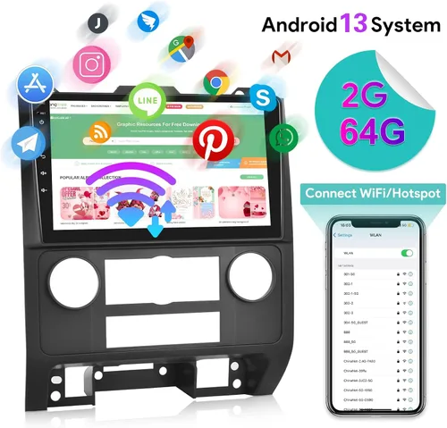Miniatura 3 de [2+64GB] Radio de coche para Ford Escape Kuga Mazda Tribute 2007-2012, 9 pulgadas Android 13 pantalla táctil estéreo, Carplay/Android