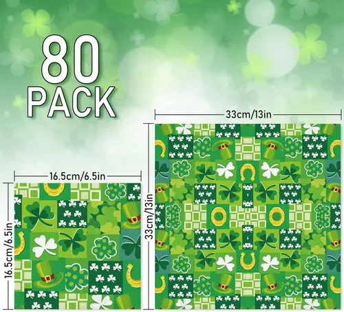 Miniatura 2 de JarThenaAMCS 80 servilletas de papel del día de San Patricio, servilletas de cena de trébol de la suerte de trébol de la suerte desechables