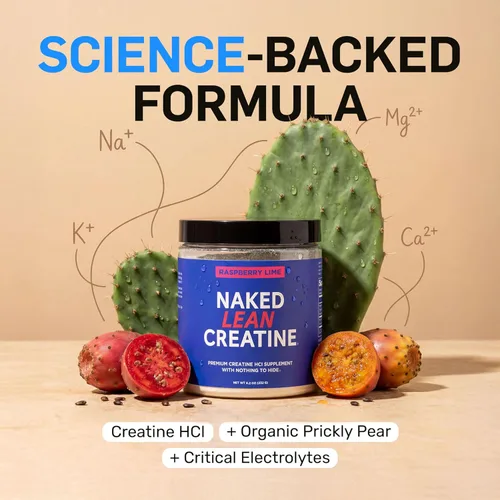 Miniatura 2 de NAKED Polvo magro de creatina HCl – Frambuesa lima, vegano, sin OMG, sin gluten, sin rellenos, apoya el crecimiento muscular y la fuerza – 68