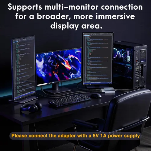 Miniatura 6 de Adaptador DisplayPort a HDMI 1 en 3 salidas 4K60Hz, divisor de puerto de pantalla extendida a divisor de puerto de pantalla extendida para 3