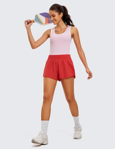 Miniatura 34 de CRZ YOGA Pantalones cortos de correr 2 en 1 para mujer, cintura alta, secado rápido, para atletismo, gimnasio, descanso, entrenamiento, lindas