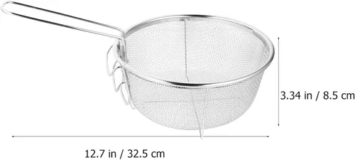 Miniatura 3 de DOITOOL Cesta de acero inoxidable para freír cesta redonda de malla de alambre con mango plegable para freír cocina