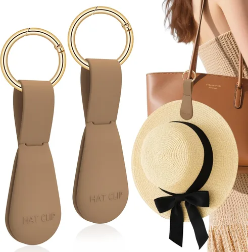 Miniatura 36 de Clip magnético para sombrero para viajes, 2 soportes de silicona color caqui claro para bolsos, bolsos, equipaje y sombreros de playa, clip