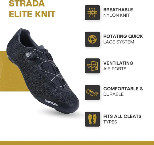 Miniatura 3 de Tommaso Strada Ready to Ride - Zapatos de ciclismo de interior para hombre diseñados para pelotón con tacos Delta de aspecto preinstalados zapatos