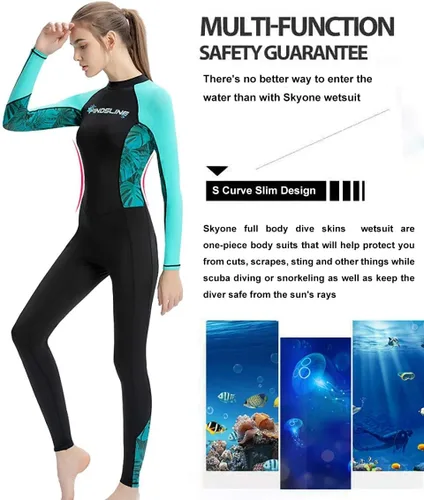Miniatura 3 de Traje de baño de cuerpo completo para buceo, traje de buceo para mujeres, hombres y adultos, traje de baño de manga larga de una pieza