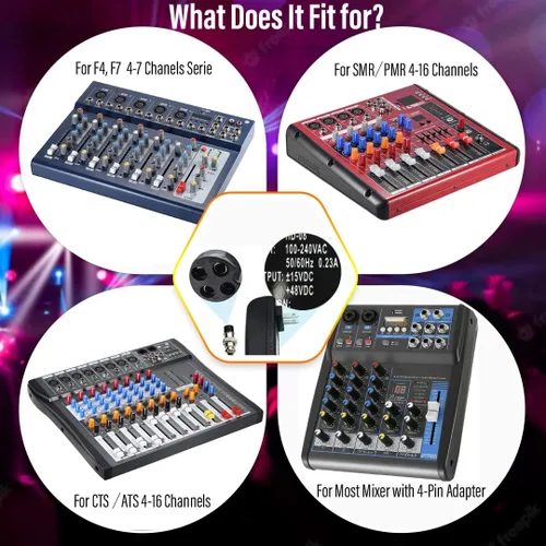 Miniatura 4 de Adaptador de fuente de alimentación para mezclador de audio para F4 / F7 / CT4-16 universal de 2 a 16 canales Placa de consola de mezcla de sonido