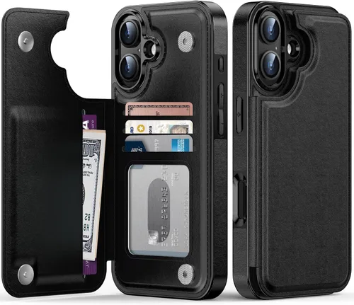 Miniatura 138 de FUNMIKO Funda tipo cartera para iPhone 13 con tarjetero, bloqueo RFID, protección de grado militar y obras de arte impresas con rayos UV, cierre