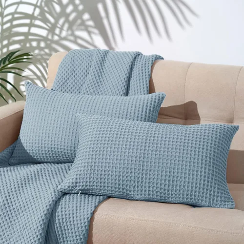 Miniatura 45 de PHF Funda de almohada 100% algodón con tejido de gofre, 18 x 18 pulgadas, sin relleno, paquete de 2 elegantes fundas de almohada cuadradas Gris claro
