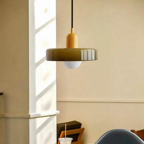 Miniatura 3 de Lámpara Colgante Moderna de Mediados de Siglo Vidrio Naranja Verde Luz Colgante Nórdica Lámpara Individual Grande Vintage Estilo Granja Comedor