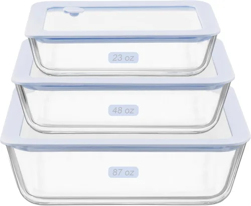 Miniatura 13 de Juego de recipientes de vidrio para alimentos Urban Green con tapa de vidrio, 4 paquetes, recipientes de almacenamiento de alimentos con tapa Verde