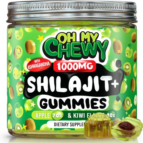 OH MY CHEWY Gomitas puras de Shilajit del Himalaya, resina de grado dorado de alta potencia, refuerzo de energía y apoyo inmunológico para hombres y