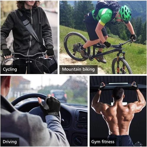 Miniatura 7 de Accmor Guantes de ciclismo para hombres y mujeres, guantes de bicicleta de medio dedo, guantes de bicicleta MTB, guantes antideslizantes que