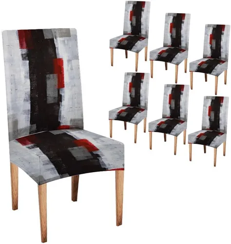Miniatura 114 de CAPSCEOLL Juego de 4 fundas elásticas para sillas Parsons de color marrón y gris, universales, extraíbles y lavables, fundas de asiento protectoras