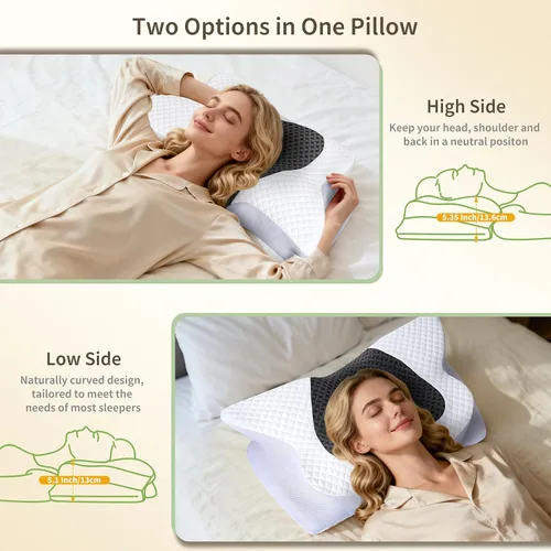 Miniatura 6 de Almohada cervical para el cuello para dolor de cuello, almohada ortopédica de espuma viscoelástica con diseño contorneado, almohadas de apoyo