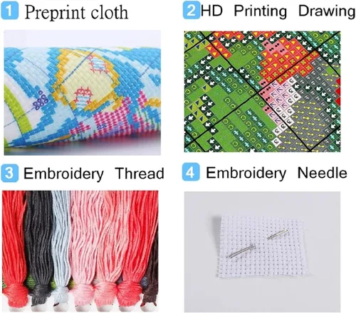 Miniatura 3 de Findvoor Kits de punto de cruz estampados para principiantes, gama completa de patrones de bordado de punto de cruz para adultos, 11 unidades, kit