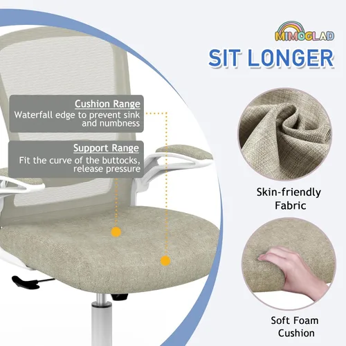 Miniatura 6 de Mimoglad Silla de oficina en casa, silla ergonómica de escritorio con respaldo alto con soporte lumbar ajustable y cojín de asiento grueso, silla