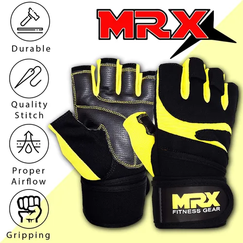 Miniatura 3 de MRX - Guantes de levantamiento de pesas para hombres, guantes de entrenamiento para hombre, guantes de levantamiento de muñeca, guantes de gimnasio