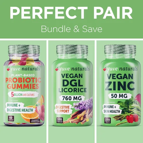 Miniatura 5 de Yuve Regaliz vegano DGL 760 mg – Suplemento de cápsulas de raíz de regaliz desglicirricinadas ultra puras – Apoya el estómago, el intestino