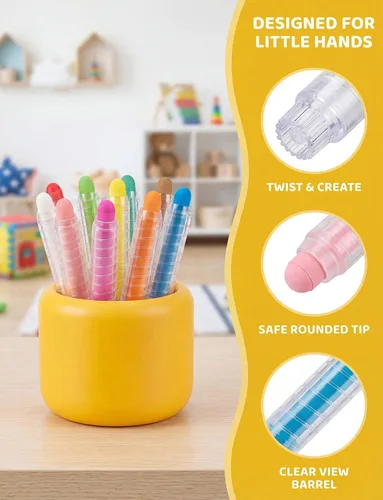 Miniatura 2 de Juego de tizas para acera con soporte para niños, 24 tizas lavables para niños pequeños en 12 colores para pizarra, dibujo, escritura, juguetes