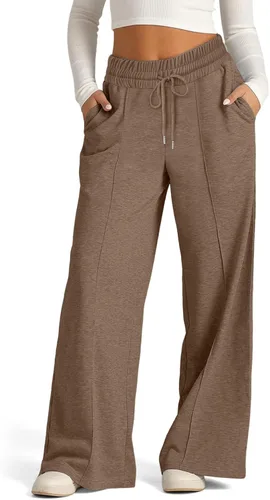 Miniatura 2 de eoeioa Pantalones deportivos de pierna ancha de gran tamaño para mujer, con cordón elástico, pierna recta, pantalones de cintura baja, holgados