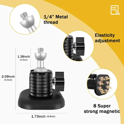 Miniatura 5 de Potente soporte magnético seguro para cámara con rosca de 1/4 de pulgada para WYZE Cam 3, Blink XT2/3, base de soporte de cámara de ajuste de 360°