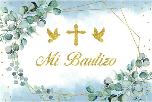 Miniatura 4 de Telón de fondo de 7 x 5 pies para niños, para la primera comunión, bautismo, bautizo, fotografía, fondo azul, acuarela, nubes doradas, cruz dorada