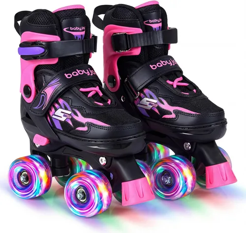 Miniatura 12 de BABY JOY Patines de ruedas ajustables en 4 tamaños para niños de 5 a 14 años de edad, niñas y adolescentes con ruedas iluminadas y protección