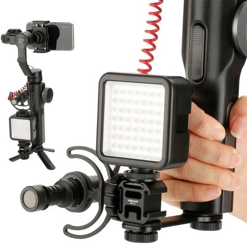 Miniatura 3 de ULANZI PT-3 Adaptador de montaje de zapata fría triple de aluminio para cardán (DJI Osmo Mobile 2/3, Zhiyun, Feiyutech), barra de extensión